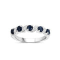 0.64 Ct Round Blue Sapphire and White Topaz Prong Silver Five Stone Ring by Fine Color Jewels