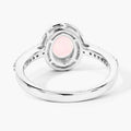 0.65 Ct Oval White Ethiopian Opal and Lab Diamond Prong Silver Halo Pave Ring by Fine Color Jewels