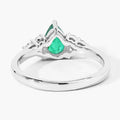 0.65 Ct Pear Green Zambian Emerald and Lab Diamond Prong Silver Cocktail Ring by Fine Color Jewels