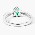 0.65 Ct Pear Green Zambian Emerald & Lab Diamond Prong Silver Pave Crossover Ring by Fine Color Jewels
