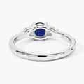 0.65 Ct Round Blue Sapphire and Lab Diamond Prong Silver Three Stone Promise Ring by Fine Color Jewels