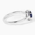0.65 Ct Round Blue Sapphire & Lab Diamond Prong Silver Halo Engagement Ring by Fine Color Jewels