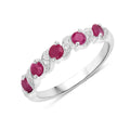 0.65 Ct Round Pink Ruby Prong Silver Five Stone Ring by Fine Color Jewels