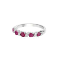 0.65 Ct Round Pink Ruby Prong Silver Five Stone Ring by Fine Color Jewels