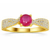 0.65 Ct Round Red Ruby 22k Gold Vermeil Solitaire Tapered Twist Shank Prong Pave Ring