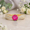0.65 Ct Round Red Ruby 22k Gold Vermeil Solitaire Tapered Twist Shank Prong Pave Ring by Fine Color Jewels