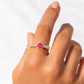 0.65 Ct Round Red Ruby 22k Gold Vermeil Solitaire Tapered Twist Shank Prong Pave Ring by Fine Color Jewels
