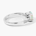 0.65 Ct Round White Ethiopian Opal & Lab Diamond Prong Silver Pave Bridge Ring by Fine Color Jewels