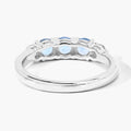 0.66 Ct Round Blue Aquamarine and Lab Diamond Prong Silver Five Stone Ring by Fine Color Jewels
