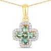 0.67 Ct Genuine Oval Alexandrite and Diamond 18K Yellow Gold Floral Pendant
