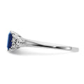 0.68 Ct Emerald Cut Blue Sapphire & Diamond Prong 14K White Gold Cluster Ring by Fine Color Jewels