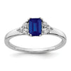 0.68 Ct Emerald Cut Blue Sapphire & Diamond Prong 14K White Gold Cluster Ring
