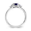 0.68 Ct Emerald Cut Blue Sapphire & Diamond Prong 14K White Gold Cluster Ring by Fine Color Jewels