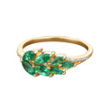 0.68 Ct Marquise Green Zambian Emerald and White Diamond Prong 14K Gold Cluster Ring by Fine Color Jewels