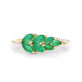 0.68 Ct Marquise Green Zambian Emerald and White Diamond Prong 14K Gold Cluster Ring by Fine Color Jewels