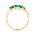 0.68 Ct Marquise Green Zambian Emerald and White Diamond Prong 14K Gold Cluster Ring by Fine Color Jewels