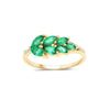 0.68 Ct Marquise Green Zambian Emerald and White Diamond Prong 14K Gold Cluster Ring