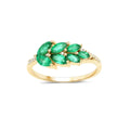 0.68 Ct Marquise Green Zambian Emerald and White Diamond Prong 14K Gold Cluster Ring by Fine Color Jewels