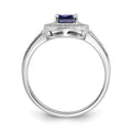 0.68 Ct Oval Lab Created Blue Sapphire and Diamond Prong 14K White Gold Halo Side Pave Ring by Fine Color Jewels