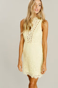 Lace Detail Dress Light Yellow by Boutique 23
