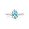 0.7 Ct Pear Blue Natural Paraiba Apatite Prong Rhodium Over Silver Teardrop Halo Ring