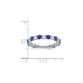 0.7 Ct Round Blue Lab-Created Sapphire & Diamond Prong 14K White Gold Eternity Band Ring by Fine Color Jewels