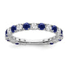 0.7 Ct Round Blue Lab-Created Sapphire & Diamond Prong 14K White Gold Eternity Band Ring