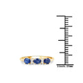 0.70 Ct Oval Blue Sapphire and White Diamond Prong 10k Gold Three Stone Ring by Fine Color Jewels