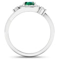 0.70 Ct Oval Green Zambian Emerald & Lab Diamond Prong 14K Gold Bypass Halo Ring by Fine Color Jewels