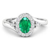 0.70 Ct Oval Green Zambian Emerald & Lab Diamond Prong 14K Gold Bypass Halo Ring