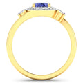 0.70 Ct Oval Green Zambian Emerald & Lab Diamond Prong 14K Gold Bypass Halo Ring by Fine Color Jewels