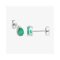 0.70 Ct Pear Green Zambian Emerald Prong 10K Stud Earrings by Fine Color Jewels