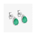 0.70 Ct Pear Green Zambian Emerald Prong 10K Stud Earrings by Fine Color Jewels