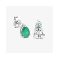 0.70 Ct Pear Green Zambian Emerald Prong 10K Stud Earrings by Fine Color Jewels