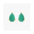 0.70 Ct Pear Green Zambian Emerald Prong 10K Stud Earrings by Fine Color Jewels