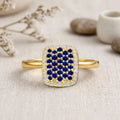 0.70 Ct Round Blue Sapphire Prong 22k Gold Vermeil Cushion Statement Ring by Fine Color Jewels