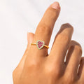 0.70 Ct Round Red Ruby 22k Gold Vermeil Fashion Cluster Halo Heart Pave Ring by Fine Color Jewels