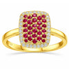 0.70 Ct Round Red Ruby 22k Gold Vermeil Statement Cluster Ring