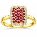 0.70 Ct Round Red Ruby 22k Gold Vermeil Statement Cluster Ring by Fine Color Jewels