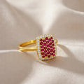 0.70 Ct Round Red Ruby 22k Gold Vermeil Statement Cluster Ring by Fine Color Jewels