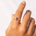 0.70 Ct Round Red Ruby 22k Gold Vermeil Statement Cluster Ring by Fine Color Jewels