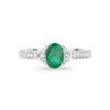 0.72 Ct Oval Green Zambian Emerald Diamond Prong 10k Gold Pave Bridge Ring