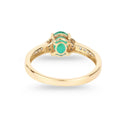 0.72 Ct Oval Green Zambian Emerald Diamond Prong 10k Gold Pave Bridge Ring by Fine Color Jewels