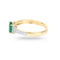 0.72 Ct Oval Green Zambian Emerald Diamond Prong 10k Gold Pave Bridge Ring by Fine Color Jewels