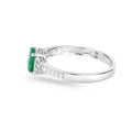 0.72 Ct Oval Green Zambian Emerald Diamond Prong 10k Gold Pave Bridge Ring by Fine Color Jewels