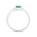 0.72 Ct Oval Green Zambian Emerald Diamond Prong 10k Gold Pave Bridge Ring by Fine Color Jewels