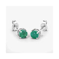 0.72 Ct Round Green Zambian Emerald Prong 10K Stud Earrings by Fine Color Jewels