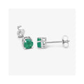 0.72 Ct Round Green Zambian Emerald Prong 10K Stud Earrings by Fine Color Jewels