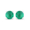 0.72 Ct Round Green Zambian Emerald Prong 10K Stud Earrings
