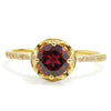 0.72 Ct Round Red Garnet and White Topaz Prong Silver Pave Ring